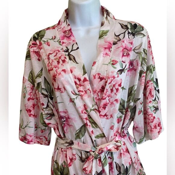 Show Me Your MuMu Brie Rose Print Robe Lightweight Feminine Cottage Swim Cover - Picture 8 of 13
